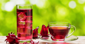 Two glasses of refreshing hibiscus iced tea. 