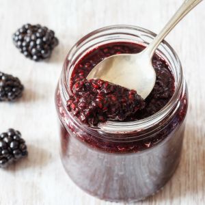 A jar of homemade chia jam.