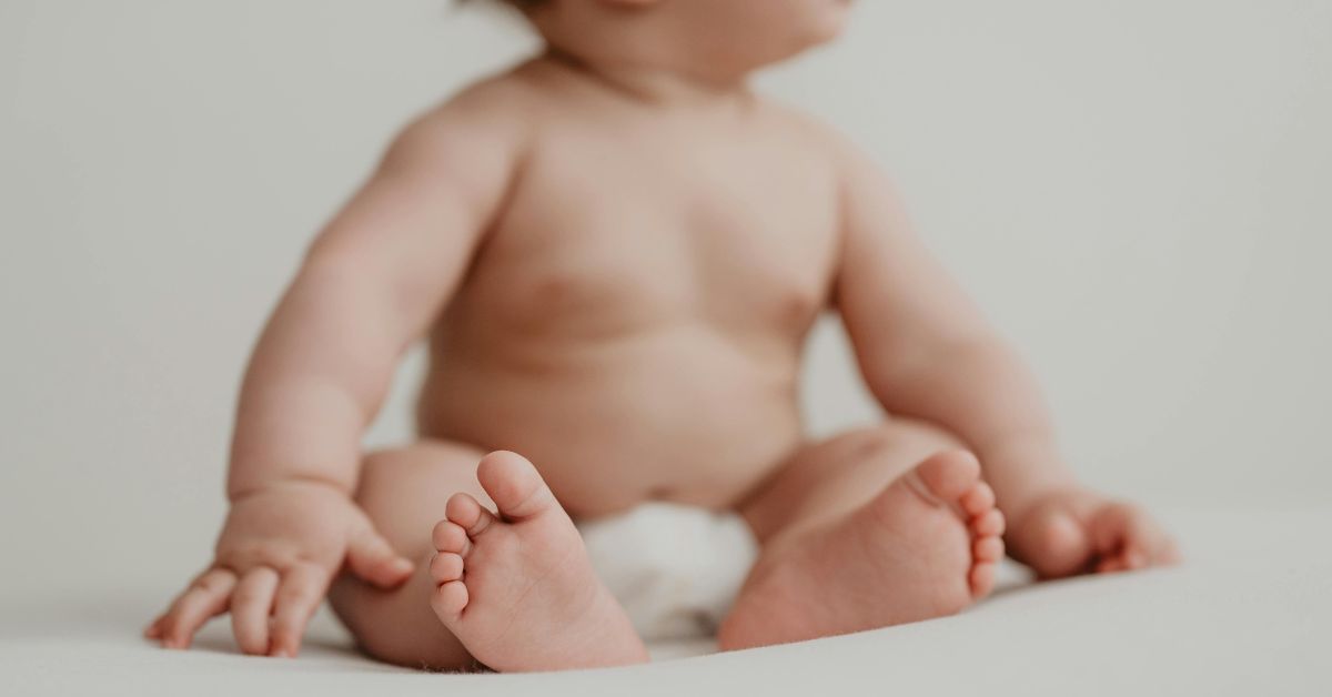 A closeup of a baby's feet.